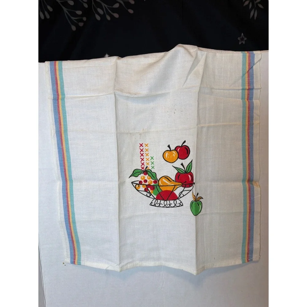 VTG 70 Set of 3 Tosco Printed Kitchen Ramie Tea Towels Japan Themed 16